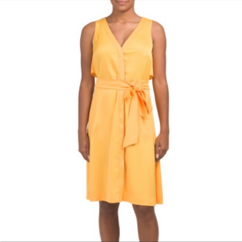NWT RACHEL Rachel Roy Flo Midi Sleeveless Party Dress size 6 Yellow Gold